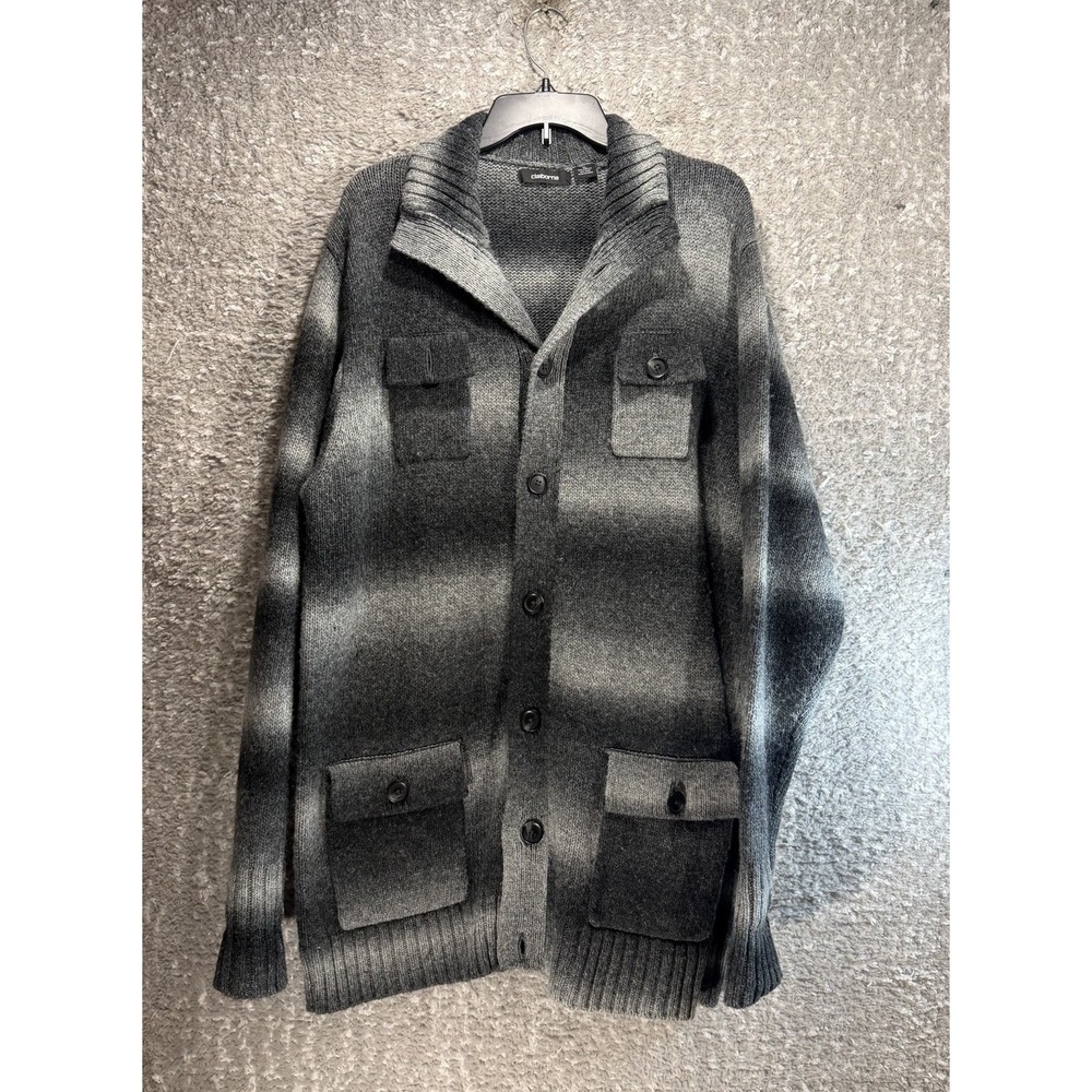 Claiborne Unisex Xl Cardigan Sweater Wool Blend Button Pockets Boho Streetwear